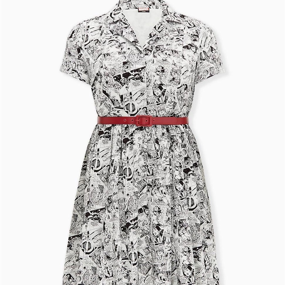 Torrid Marvel Black & White Comic Print dress